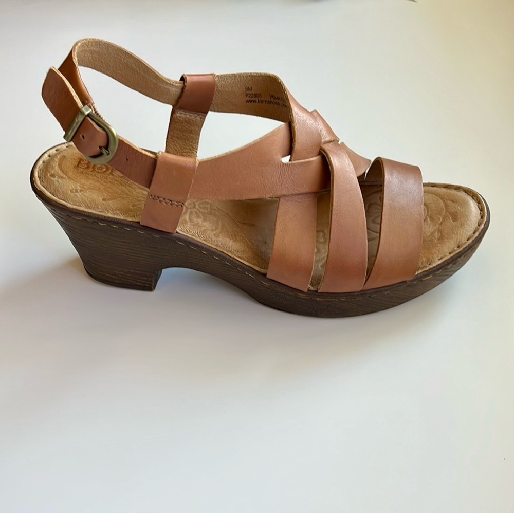 Born Tan Leather Wedge Sandals - Picture 10 of 10